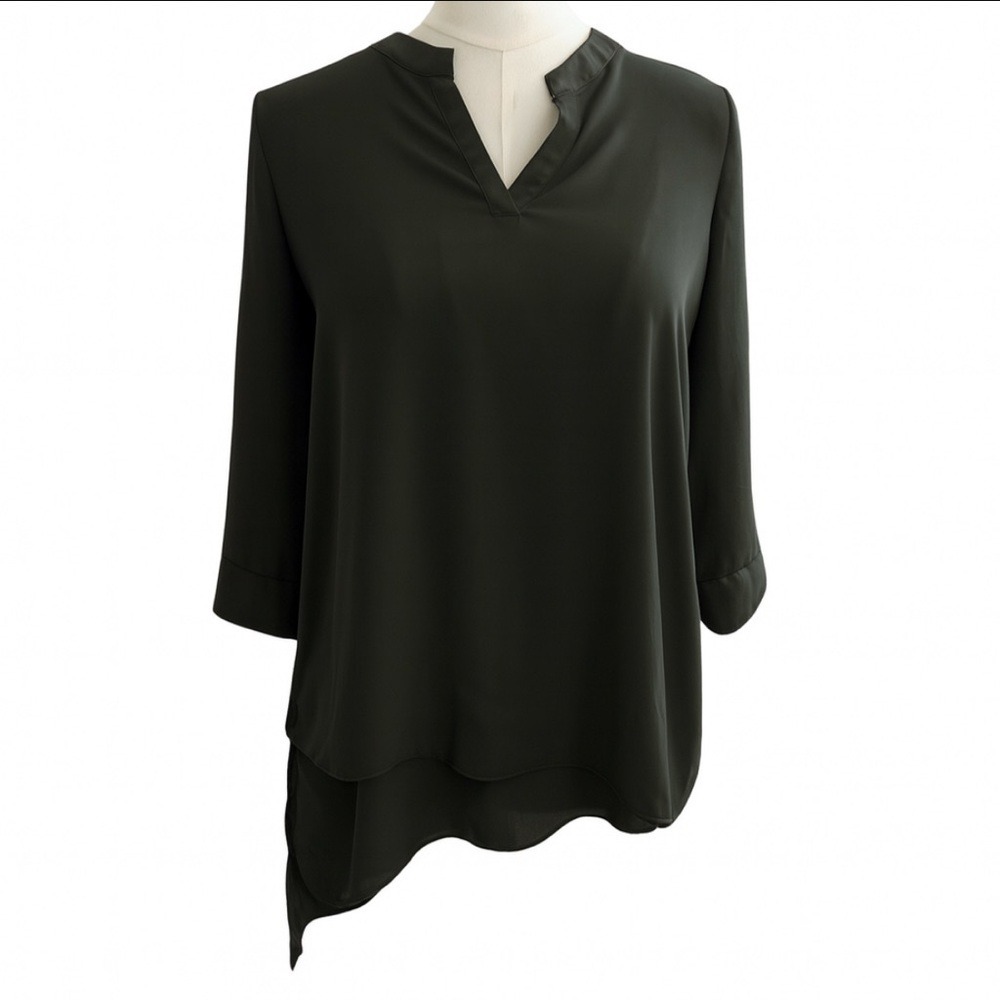 The Limited Olive Green color 3/4 sleeve Women's assymetrical Blouse
